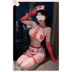 Cosplay Y Tá Xuyên Thấu Kèm Đai Garter Ôm Body Gợi Cảm Đáng Yêu Váy Ngủ Nữ Bác Sĩ Đan Dây V1 Quyến Rũ - N551