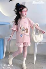 Hàng QC - Set bộ thun cotton chó con puppy cute đáng yêu dễ thương kèm dây buộc tóc phong cách hàn quốc mùa hè cho bé
