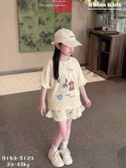 Hàng QC - Set bộ thun cotton chó con puppy cute đáng yêu dễ thương kèm dây buộc tóc phong cách hàn quốc mùa hè cho bé