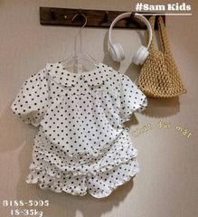 Bộ đũi chấm bi cổ sen bèo xinh xắn điệu đà dễ thương phong cách hàn quốc mùa hè cho bé gái