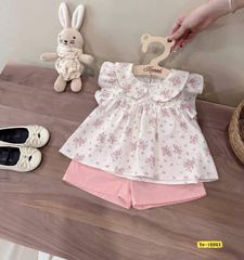 Set bộ hoa nhí chất thô cổ sen tay cánh tiên bèo xinh xắn dễ thương vintage hàn quốc mùa hè cho bé gái