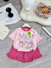 Hàng QC - Set bộ thun cotton thỏ con chấm bi cute đáng yêu dễ thương phong cách hàn quốc mùa hè cho bé gái