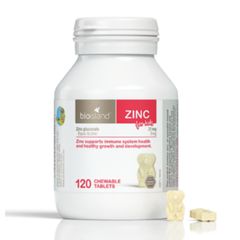 Viên Nhai Bổ Sung Kẽm cho Trẻ Từ 1-12 Tuổi BioIsland  Zinc for Kids 120 viên - Tăng Cường Miễn Dịch cho Trẻ - S/P Chuẩn Úc