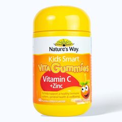 Kẹo Gum Bổ Sung Vitamin C+Zinc Tăng Cường Sức Đề Kháng cho Trẻ Nature's Way Kids Smart Vita Gummies Vitamin C+Zinc 60 viên - S/P Chuẩn Úc