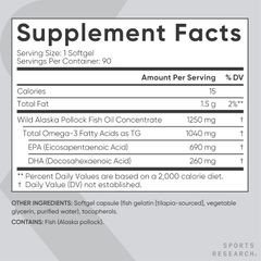 Sport Research Bổ Sung Omega - 3, tăng cường sức khỏe tim mạch, cải thiện trí nhớ, sản xuất tại Mỹ