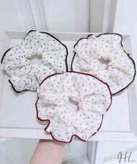 Buộc tóc nữ chấm bi vải phi lụa dày mịn