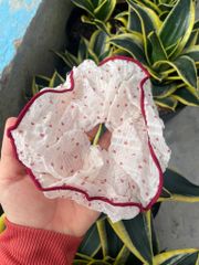 Buộc tóc nữ chấm bi vải phi lụa dày mịn