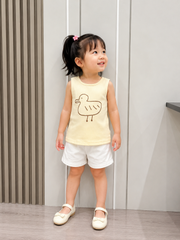 Hàng QC - Áo ba lỗ vịt con cute đáng yêu len tăm dễ thương mát mẻ mùa hè cho bé gái