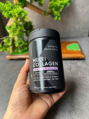 Viên uống Sports Research Multi Collagen Complex bổ sung 5 loại collagen (I, II, III, V, X) cùng Hyaluronic Acid và Vitamin C) 180 viên