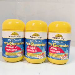 Nature's Way Kids Smart Vita Gummies DHA Omega-3 Fish Oil 60 viên - Kẹo Dẻo Bổ Sung Omega-3 cho Trẻ Từ 2 Tuổi Trở Lên - S/P Chuẩn Úc