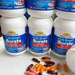 Viên uống DHA Trio Hỗ Trợ  Phát Triển Não Bộ Nature's Way Kids Smart Burst High DHA Omega-3 Fish Oil 180 viên - S/P Chuẩn Úc