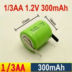 PIN NiCd 1/3AA 1.2V 300mAh HÀN SẴN NIKEN 2 ĐẦU, DÀNH THAY THẾ CHO MÁY CẠO RÂU, TÔNG ĐƠ, MÁY TĂM NƯỚC VÀ CÁC THIẾT BỊ KHÁC