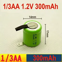 PIN NiCd 1/3AA 1.2V 300mAh HÀN SẴN NIKEN 2 ĐẦU, DÀNH THAY THẾ CHO MÁY CẠO RÂU, TÔNG ĐƠ, MÁY TĂM NƯỚC VÀ CÁC THIẾT BỊ KHÁC