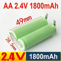 PIN NiMH AA 2.4V 1800mAh HÀN SẴN NIKEN 2 ĐẦU, DÀNH THAY THẾ CHO MÁY CẠO RÂU, TÔNG ĐƠ, MÁY TĂM NƯỚC VÀ CÁC THIẾT BỊ KHÁC