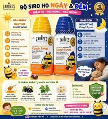 Siro giảm ho cho trẻ 2-12 tuổi Zarbee’s Cough Syrup 2 Daytime +1 Nighttime 118ml set 3 chai