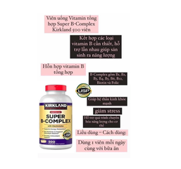 Vitamin B Tổng Hợp Super B-Complex Kirkland 500 Viên