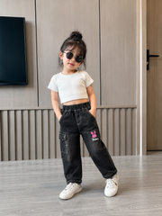 Quần jean micky denim túi hộp cute đáng yêu cho bé gái