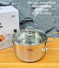 Nồi inox 5 đáy Green Cook 20cm GCS232 Nuti