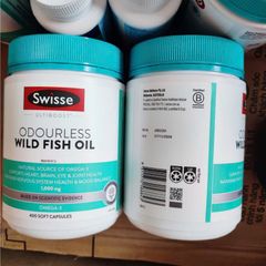 Dầu Cá Tự Nhiên Không Mùi Swisse Ultiboost Odourless Wild Fish Oil 1000 mg - 400 viên - Hỗ Trợ Sức Khỏe Tim Mạch/Thị Lực/Não Bộ - SP Chuẩn Úc