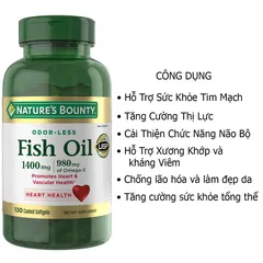 Viên uống dầu cá - Nature's Bounty Fish Oil 1400mg Omega-3 980mg (130 viên)