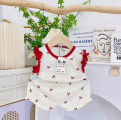 Bộ thun tăm lạnh sát nách cánh tiên xinh xắn dễ thương mát mẻ mùa hè cho bé gái 8-18kg
