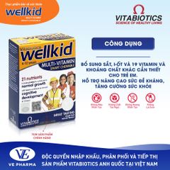 Thực Phẩm Bảo Vệ Sức Khỏe WELLKID MULTI-VITAMIN SMART CHEWABLE Tăng Cường Sức Khỏe Và Đề Kháng Hộp 30 Viên Vitabiotics