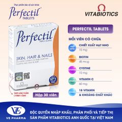 Thực Phẩm bảo Vệ Sức Khỏe PERFECTIL Hỗ Trợ Làm Đẹp Da, Bổ Sung Biotin Và Vitamin Ngừa Oxy Hóa Hộp 30 Viên Vitabiotics