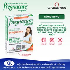 Thực Phẩm Bảo Vệ Sức Khỏe PREGNACARE ORIGINAL Bổ Sung Vitamin & Khoáng Chất Hộp 30 Viên Vitabiotics