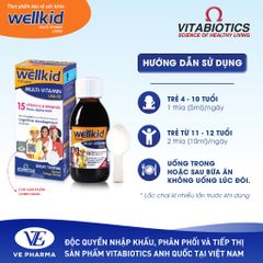 Wellkid Multi-Vitamin Liquid Vitabiotics Bổ Sung Vitamin & Khoáng Chất Cho Trẻ, Hỗ Trợ Phát Triển Toàn Diện Và Tăng Cường Đề Kháng – Chai 150ml