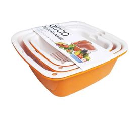 Bộ Thau Rổ Nhựa Vuống Ecoco 6 món