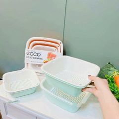 Bộ Thau Rổ Nhựa Vuống Ecoco 6 món