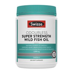 Dầu Cá Không Mùi Swisse Ultiboost Odourless High Strength Wild Fish Oil 1500 mg & 2000 mg - Hỗ Trợ Sức Khỏe Tim Mạch/Thị Lực/Não Bộ
