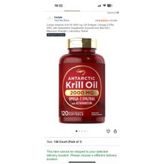 Dầu Nhuyễn Thể Vitamins Khoáng Chất Antarctic Krill Oil 2000mg Lọ 120 Viên Omega-3 EPA, DHA Hàng USA