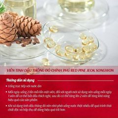 Tinh Dầu Thông Đỏ Chính Phủ Hàn Quốc RedpineJeoksongwon Hộp 180 Viên Phòng Tiểu Đường, Mỡ Máu, Huyết Áp