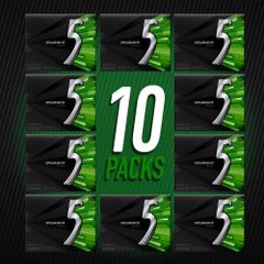Kẹo cao su không đường 5 GUM hương bạc hà Spearmint Rain, gói nhỏ tiện dụng bỏ túi, hộp 15 que (gói 10 hộp)
