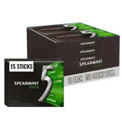 Kẹo cao su không đường 5 GUM hương bạc hà Spearmint Rain, gói nhỏ tiện dụng bỏ túi, hộp 15 que (gói 10 hộp)