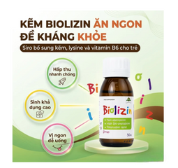 Siro bổ sung kẽm, lysine và vitamin B6 cho trẻ Biolizin (50ml)