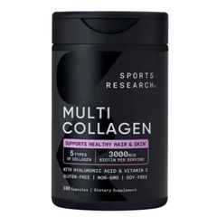 Viên uống Sports Research Multi Collagen 180 viên - Tăng Cường Sức Khỏe Da/Móng/Tóc - S/P Chuẩn Mỹ