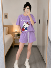 Bộ thun cotton hello kitty đáng yêu cute cho nữ, đồ bộ nữ, đồ bộ bé gái 45-60kg