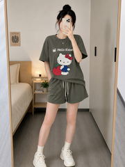 Bộ thun cotton hello kitty đáng yêu cute cho nữ, đồ bộ nữ, đồ bộ bé gái 45-60kg