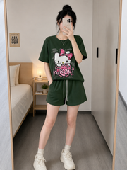 Bộ thun cotton hello kitty đáng yêu cute cho nữ, đồ bộ nữ, đồ bộ bé gái 45-60kg