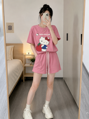 Bộ thun cotton hello kitty đáng yêu cute cho nữ, đồ bộ nữ, đồ bộ bé gái 45-60kg