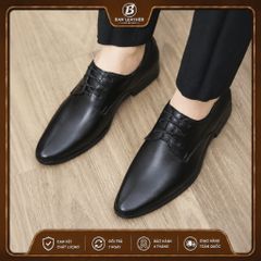 ( BAN L20 ) Giày Buộc Dây Trơn mũi nhọn cổ điển, Giày công sở nam thiết kế thanh lịch đế cao su đúc nguyên khối có khâu