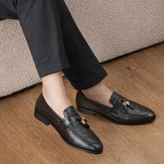 ( BAN L12 ) Giày lười nam in vân sần sắc nét, Giày tây thiết kế sang trong mang đi làm đi tiệc đều đẹp