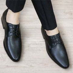 ( BAN L20 ) Giày Buộc Dây Trơn mũi nhọn cổ điển, Giày công sở nam thiết kế thanh lịch đế cao su đúc nguyên khối có khâu