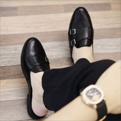 ( BAN L36 ) Giày Sục MonkStrap Khoá Không Rỉ, Giầy Mùa Hè Cho Nam Đế Cao Su Đúc Nguyên Khối Chống Trơn Trượt