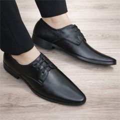 ( BAN L20 ) Giày Buộc Dây Trơn mũi nhọn cổ điển, Giày công sở nam thiết kế thanh lịch đế cao su đúc nguyên khối có khâu