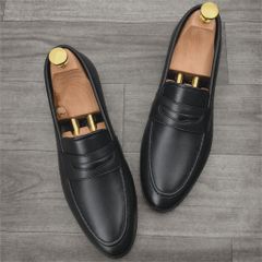 ( BAN L15 ) Giày lười máy gân nổi gắn băng đục, Giày da công sở thiết kế lịch lãm đế cao su chống trơn trượt