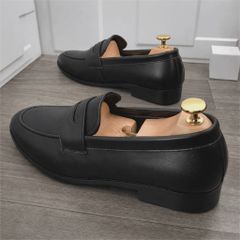 ( BAN L15 ) Giày lười máy gân nổi gắn băng đục, Giày da công sở thiết kế lịch lãm đế cao su chống trơn trượt