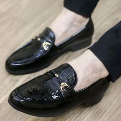 ( BAN L35 ) Giày lười nam da bóng in ô vuông nam tính, Giày tây công sở nam đế cao su đúc chống trơn trượt có khâu